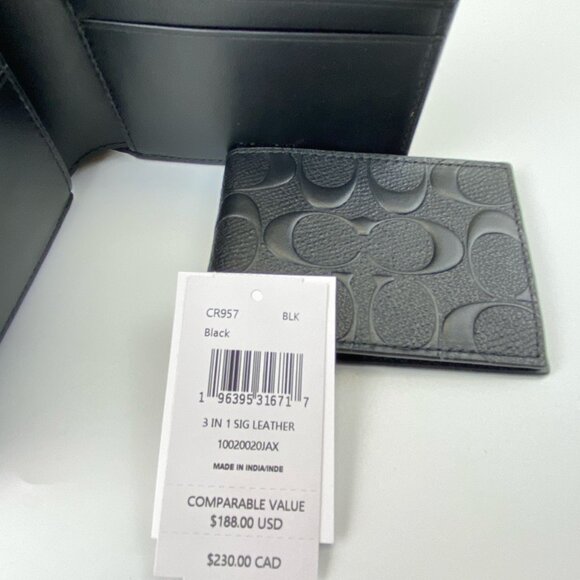Coach CE551 Emboss Leather Wallet + CR957 Men's Signature Leather Bifold Wallet - Picture 5 of 10